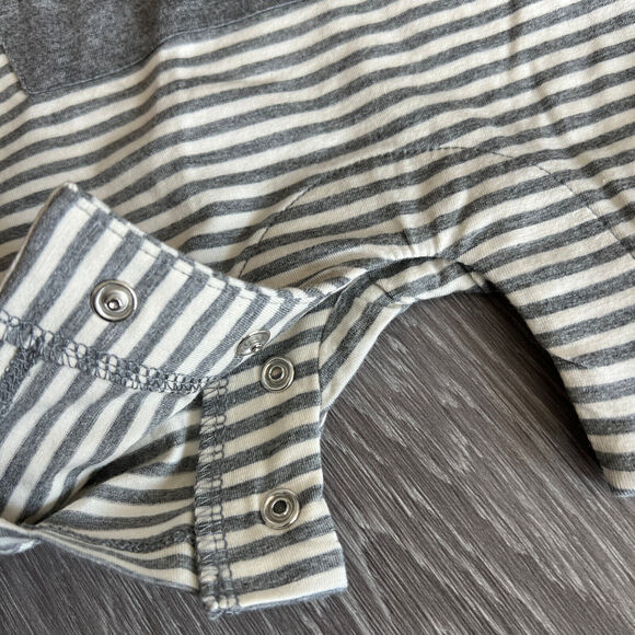 Moon + Beck Romper Kids 0-3 Months White Gray Striped Sleeveless - Picture 7 of 9